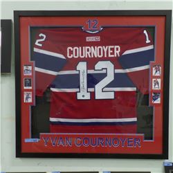 SIGNED YVAN COURNOYER JERSEY DISPLAY W/CARDS