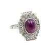 Image 1 : Art Deco Platinum Cabochon Ruby Diamond Ring