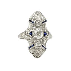 Platinum Diamond Sapphire Ring