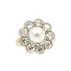 Image 1 : Art Deco Pearl Diamond Cluster Ring