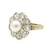Image 2 : Art Deco Pearl Diamond Cluster Ring