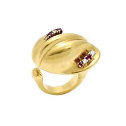 Retro 18k Gold Diamond Ruby Ring