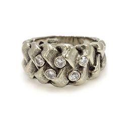 18k Gold Diamond Braided Band Ring