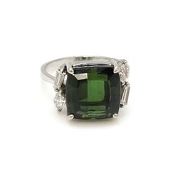 6 ct Tourmaline Diamond 18k Gold Ring