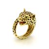 Image 1 : 14k Gold Enamel Leopard Ring