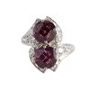 Image 1 : Twin Garnet Diamond Platinum Ring