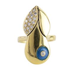 Tenthio 18k Gold Diamond Enamel Ring