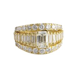Three Row 18k Gold Diamond Ring