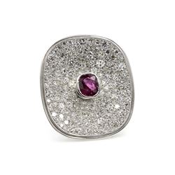 Platinum Diamond Ruby Large Ring