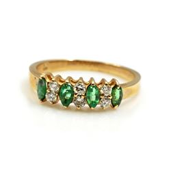14k Gold Diamond Emerald Ring