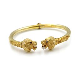 Antique 14k Gold Diamond Lions Head Bangle