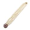 Image 1 : French Pearl Ruby Diamond 18k Gold Bracelet