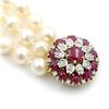 Image 2 : French Pearl Ruby Diamond 18k Gold Bracelet