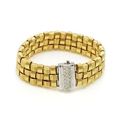 18k Gold Weaved Bracelet with Diamond Clasp