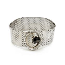 Sapphire Diamond Gold Belt Buckle Bracelet
