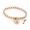 Image 1 : Victorian 14k Gold Heart & Key Charm Bracelet