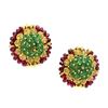Image 1 : Multi-Gemstone 18k Gold Clip Earrings, Italy