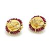 Image 2 : Multi-Gemstone 18k Gold Clip Earrings, Italy