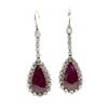 Image 1 : Pair of Ruby Diamond Pendant Earrings