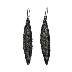 Blackened Steel & Silver Modernist Earrings