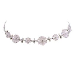 18k Gold Diamond Crystal Flowers Necklace