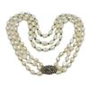 Image 1 : 3-Strand Pearl and Emerald Necklace