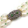 Image 3 : 3-Strand Pearl and Emerald Necklace