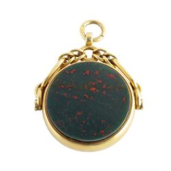 Victorian 18k Gold Agate Swivel Pendant