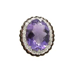 Amethyst Diamond Gold Pin Pendant