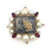Image 1 : Pearl Ruby Diamond Carved Opal Gold Brooch