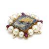 Image 2 : Pearl Ruby Diamond Carved Opal Gold Brooch