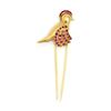 Image 1 : 18k Gold Ruby Diamond Bird Pin