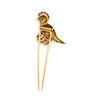 Image 2 : 18k Gold Ruby Diamond Bird Pin