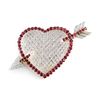 Image 1 : Sabbadini Ruby Diamond Quartz Large Heart Arrow Brooch