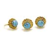Image 1 : 18k Gold Turquoise Ring and Earrings Set