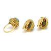 Image 2 : 18k Gold Turquoise Ring and Earrings Set