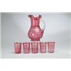 Image 1 : 6-PC CRANBERRY ENAMELED WATER SET.