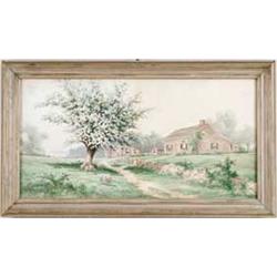 G.E. HENRI (American, Early 20th Century) SPRINGTIME AT THE FARM.