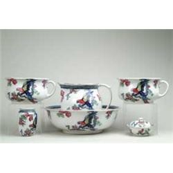 SIX PIECE DECORATED WASH SET.