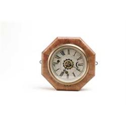 MAHOGANY OCTAGON WALL CLOCK BY E.N. WELCH.
