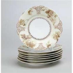 SEVEN 7-1/2" OLD IVORY PLATES.