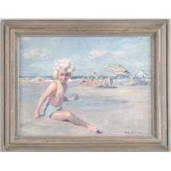 EMILE A. GRUPPE (American, 1896-1978) DAY AT THE BEACH.