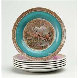 SIX PRATTWARE PLATES.
