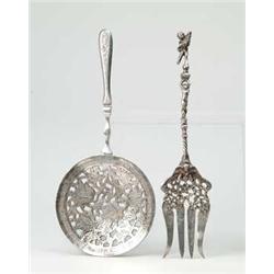 TWO FANCY SILVER SERVING PIECES.