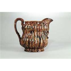 BENNINGTON LARGE PITCHER IN THE "ALTERNATE RIB" PATTERN.
