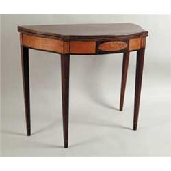 INLAID FED. CARD TABLE SIGNED I+S (JACOB SANDERSON, SALEM, MASS.).