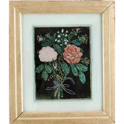 SMALL REVERSE PAINTED TINSEL PAINTING.