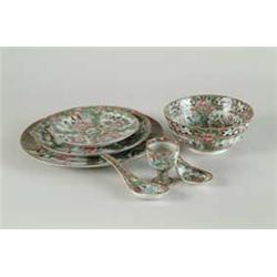 7-PCS ROSE MEDALLION ORIENTAL PORCELAIN.