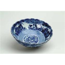 BLUE AND WHITE IMARI BOWL.