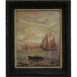 JAMES GALE TYLER (American, 1855-1931) SUNSET SEASCAPE.